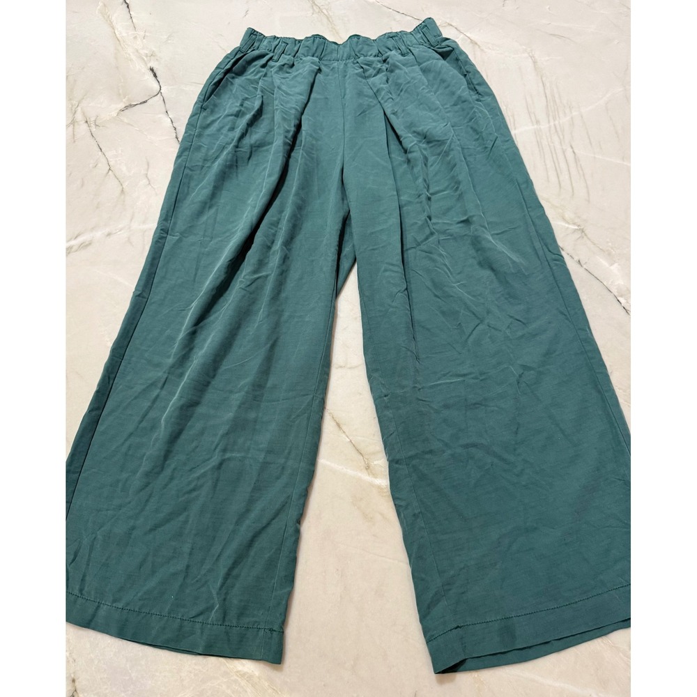 Free People Teal Green Modal Wide Leg High Rise Pleated Pants OB1518331 Size M